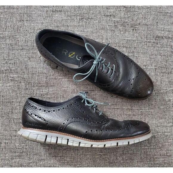 Cole Haan‎ Zerogrand Mens Wingtip Oxford Black/Gray Dress Shoes C25005 Size 9.5M - Picture 4 of 7